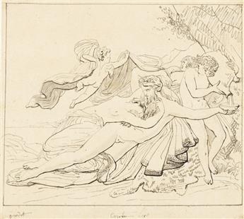 ANNE LOUIS GIRODET-TRIOSON (Montargis 1767-1824 Paris) Group of 7 pen and ink drawings for the Odes of Anacreon.